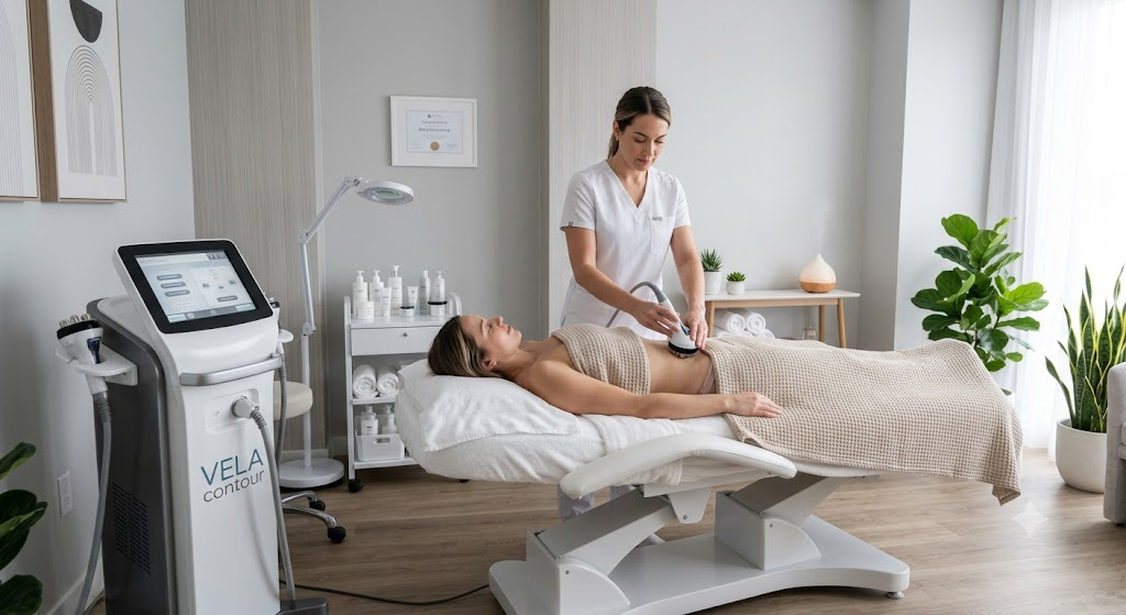 Treatment room at a modern body contouring studio